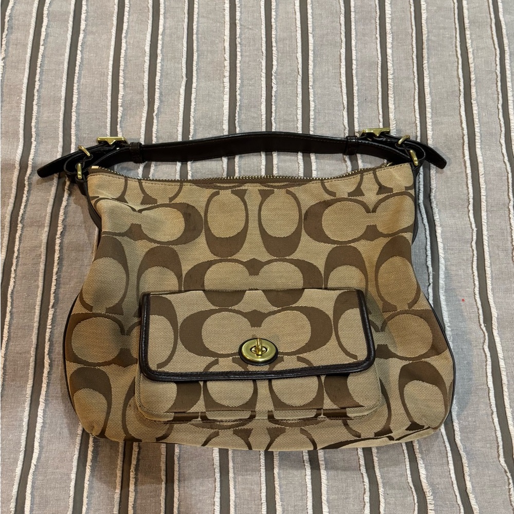COACH Tan and Brown Handbag